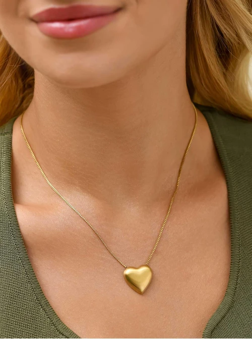 Naszyjnik matowe serce, stal pozłacana S311431Z00