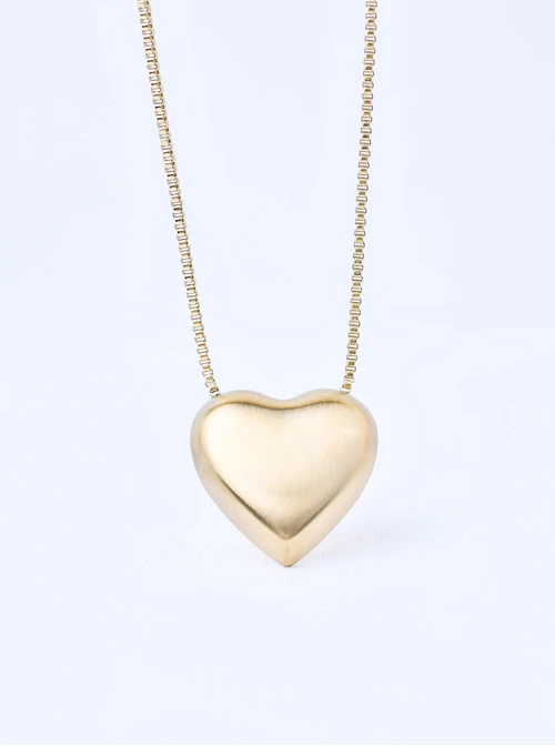 Naszyjnik matowe serce, stal pozłacana S311431Z00