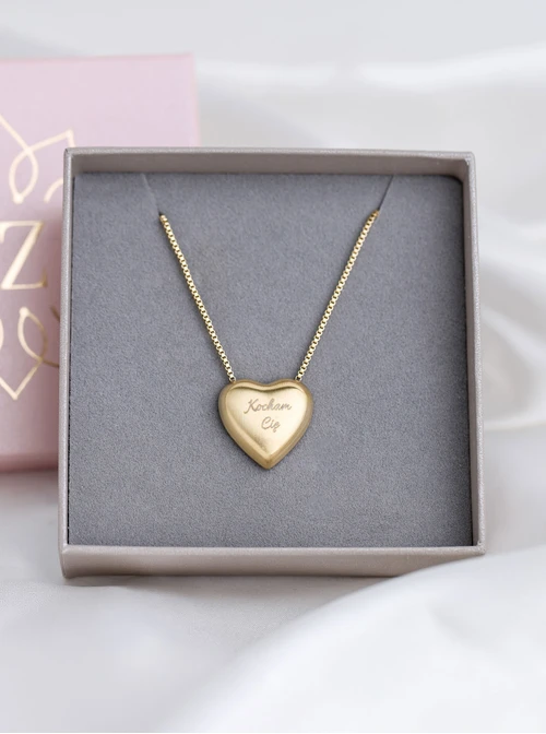 Naszyjnik matowe serce, stal pozłacana S311431Z00