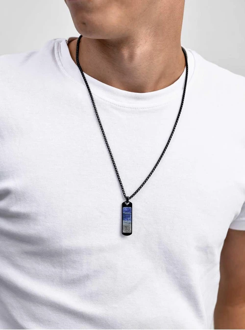 Naszyjnik męski, Lapis Lazuli, czarny S311535S01