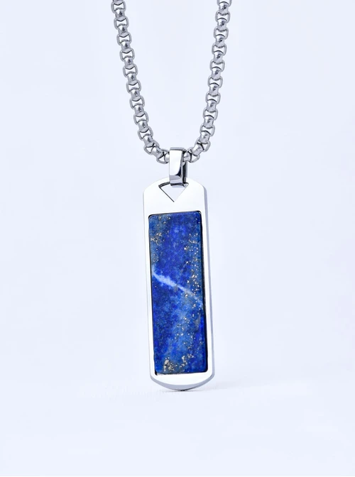 Naszyjnik  męski, Lapis Lazuli, stal S311534S00