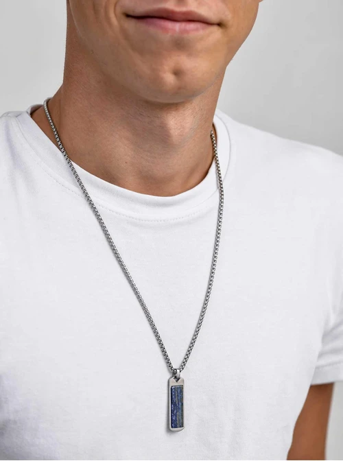 Naszyjnik  męski, Lapis Lazuli, stal S311534S00