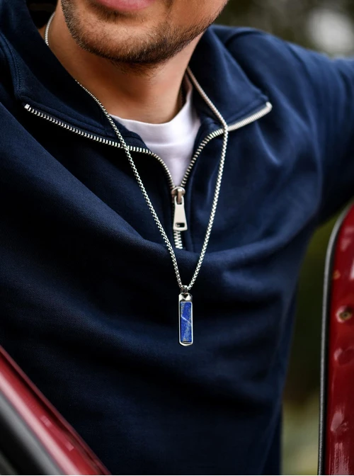 Naszyjnik  męski, Lapis Lazuli, stal S311534S00