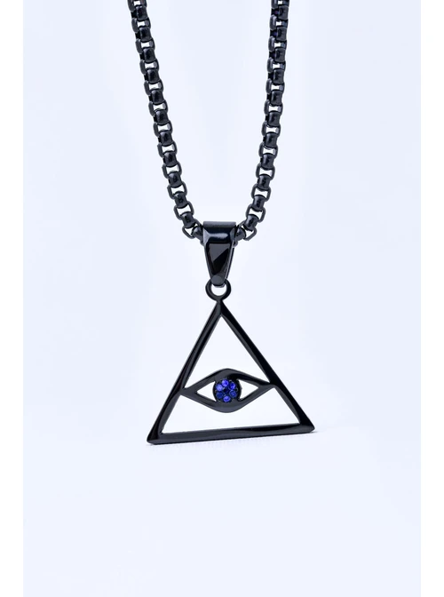 Naszyjnik męski, Oko Proroka, czarny, stal S311519S01