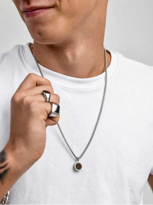 Naszyjnik męski, Tygrysie Oko, stal S311540S00