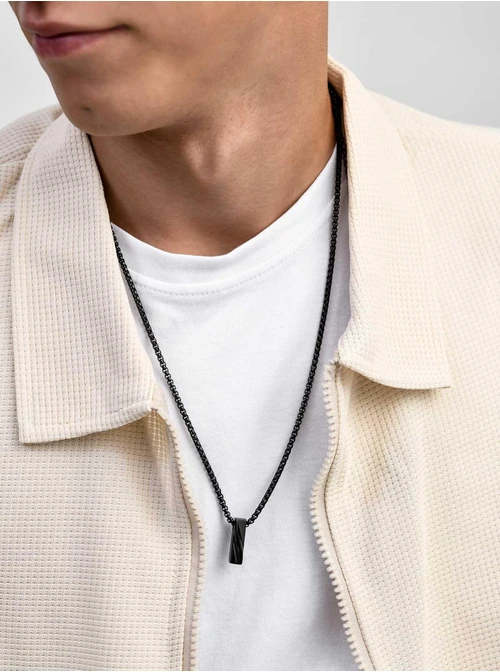 Naszyjnik męski, czarny, stal S311525S01