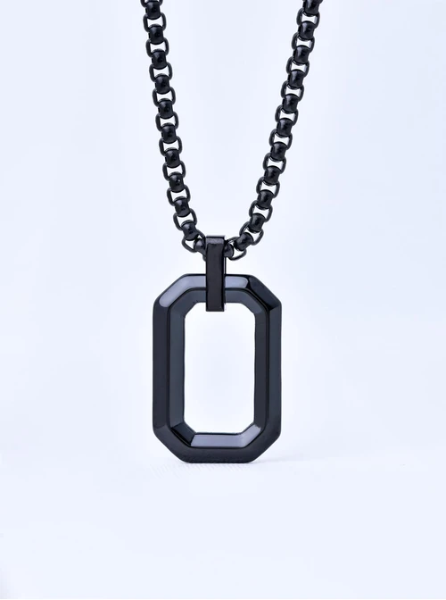 Naszyjnik męski, czarny, stal S311539S01