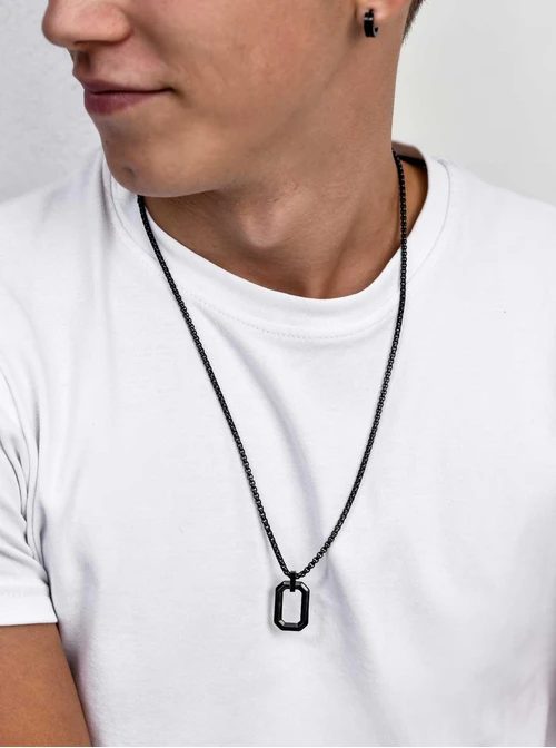 Naszyjnik męski, czarny, stal S311539S01