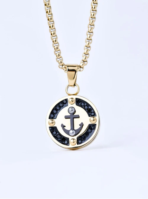 Naszyjnik męski, kotwica, stal pozłacana S311514Z00