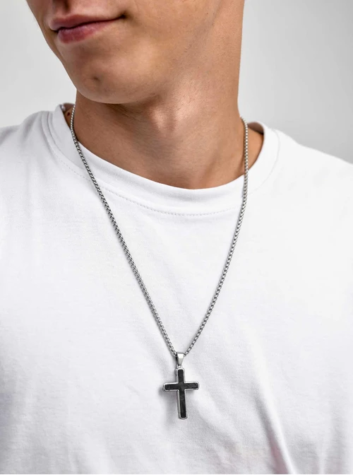Naszyjnik męski, krzyż, stal S311526S00