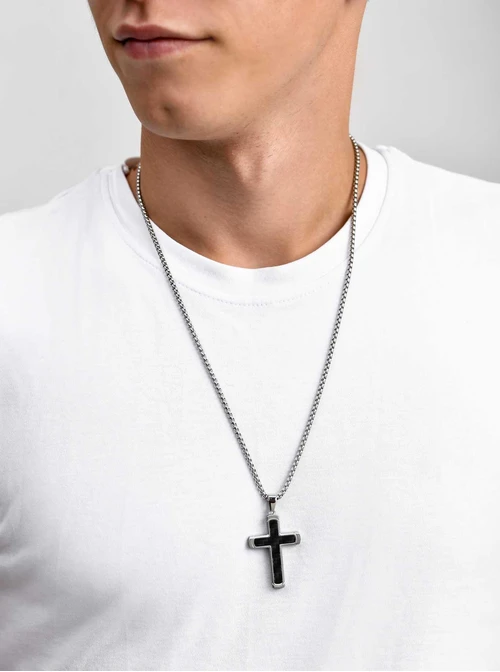 Naszyjnik męski, krzyż, stal S311528S00