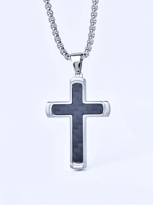 Naszyjnik męski, krzyż, stal S311528S00