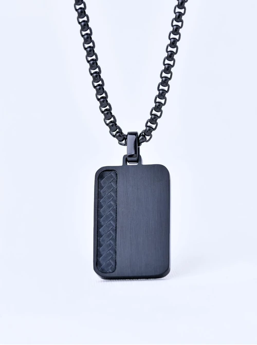 Naszyjnik męski, nieśmiertelnik, czarny S311497S01