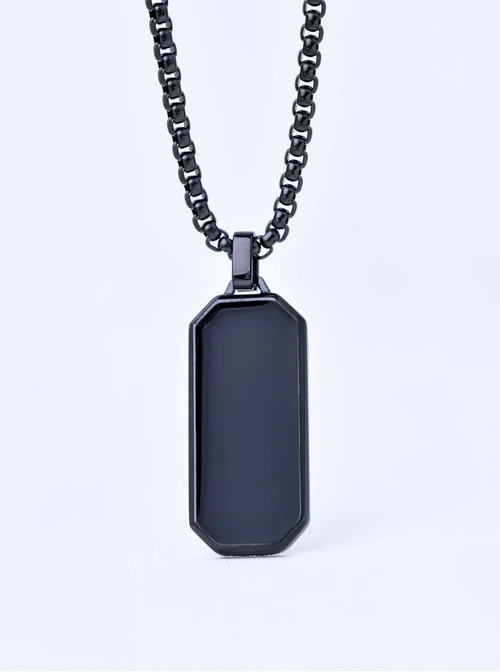 Naszyjnik męski, nieśmiertelnik, czarny S311509S01