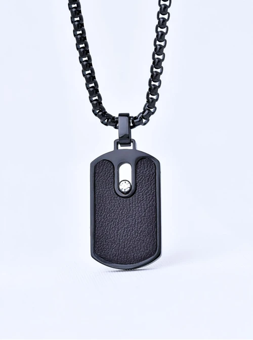 Naszyjnik męski, nieśmiertelnik, czarny S311521S01