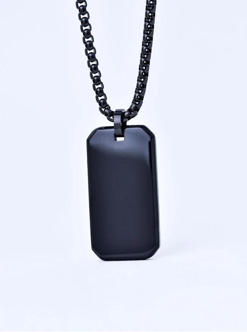 Naszyjnik męski, nieśmiertelnik, czarny, stal S311517S01