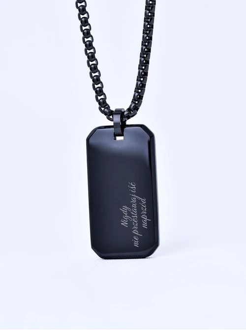 Naszyjnik męski, nieśmiertelnik, czarny, stal S311517S01