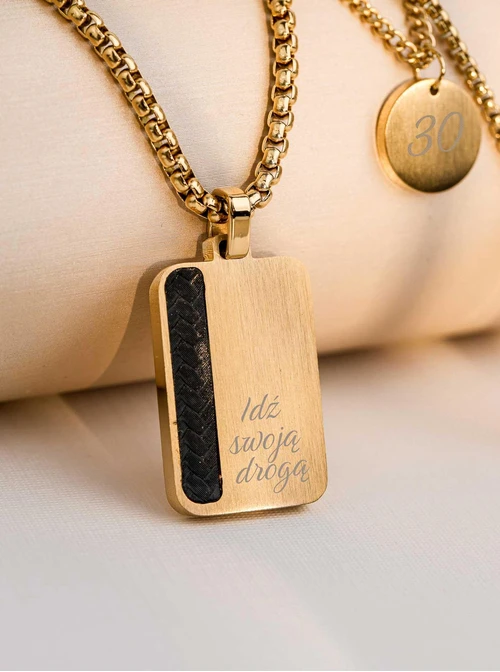 Naszyjnik męski, nieśmiertelnik, stal pozłacana S311496Z00