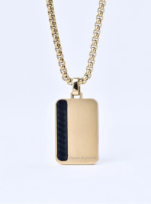 Naszyjnik męski, nieśmiertelnik, stal pozłacana S311496Z00