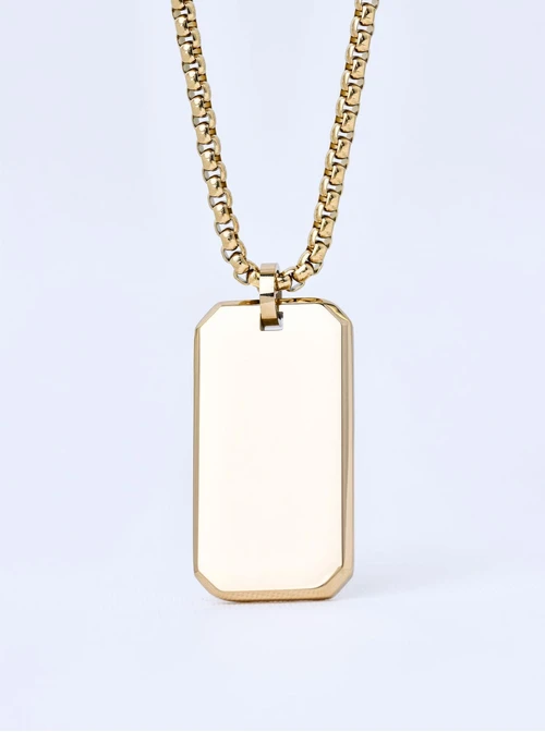 Naszyjnik męski, nieśmiertelnik, stal pozłacana S311516Z00