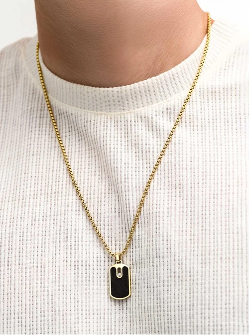 Naszyjnik męski, nieśmiertelnik, stal pozłacana S311520Z00