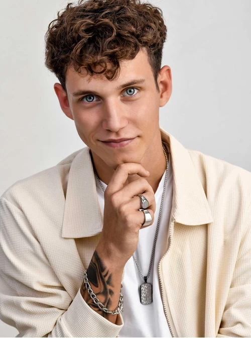 Naszyjnik męski, nieśmiertelnik z krzyżem, stal S311543M00