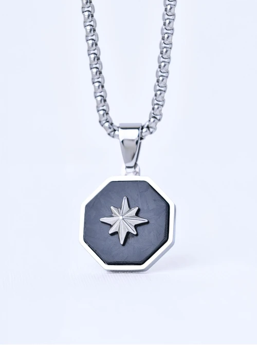 Naszyjnik męski, róża wiatrów, stal S311536S00