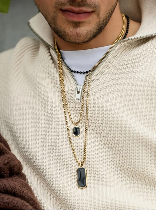 Naszyjnik męski, stal pozłacana S311502Z00