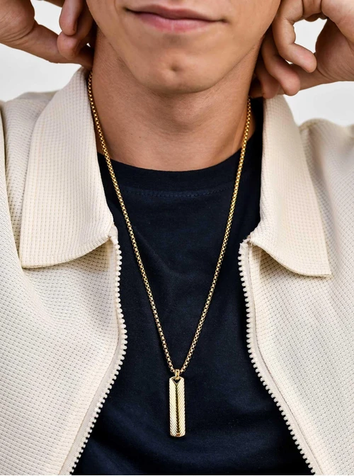 Naszyjnik męski, stal pozłacana S311510Z00