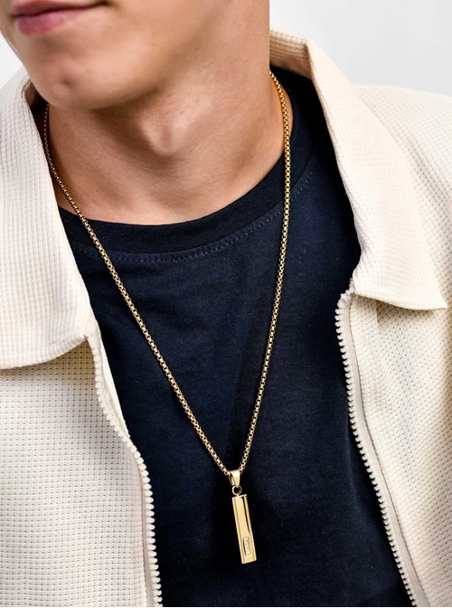 Naszyjnik męski, stal pozłacana S311512Z00