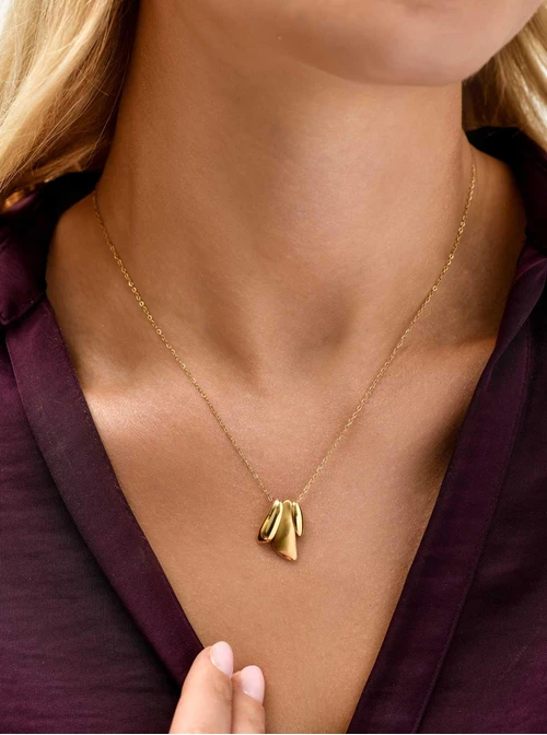 Naszyjnik nieregularny kształt, stal pozłacana S311434Z00