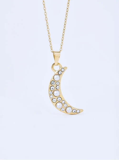 Naszyjnik, perełki, stal pozłacana, S311391Z00