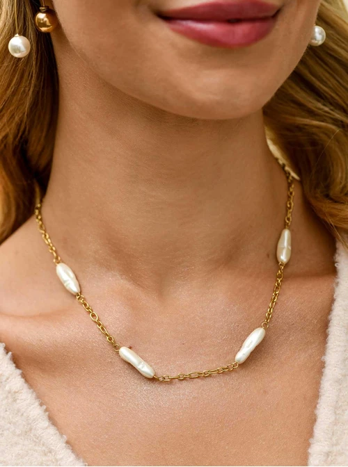 Naszyjnik perły, stal pozłacana S311300Z00