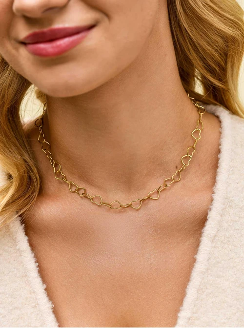 Naszyjnik serduszka, baza Charms, stal pozłacana S311413Z00