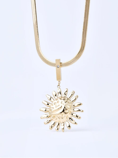 Naszyjnik słońce, żmijka, stal pozłacana S311293Z00