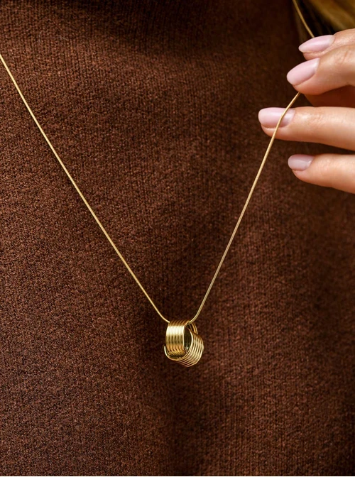 Naszyjnik zaplatany, stal pozłacana S310488Z00