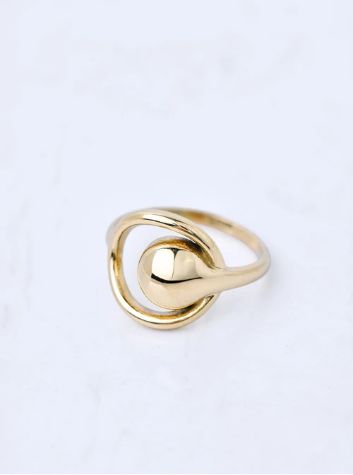 Pierścionek geometryczny, stal pozłacana S411228Z00