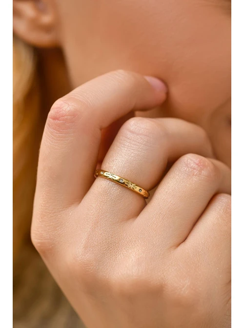 Pierścionek kryształki, stal pozłacana S410657Z00