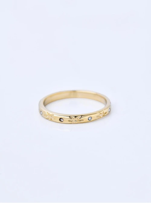 Pierścionek kryształki, stal pozłacana S410657Z00