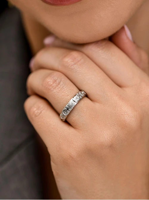 Pierścionek słoneczka, księżyce, stal S410590S00