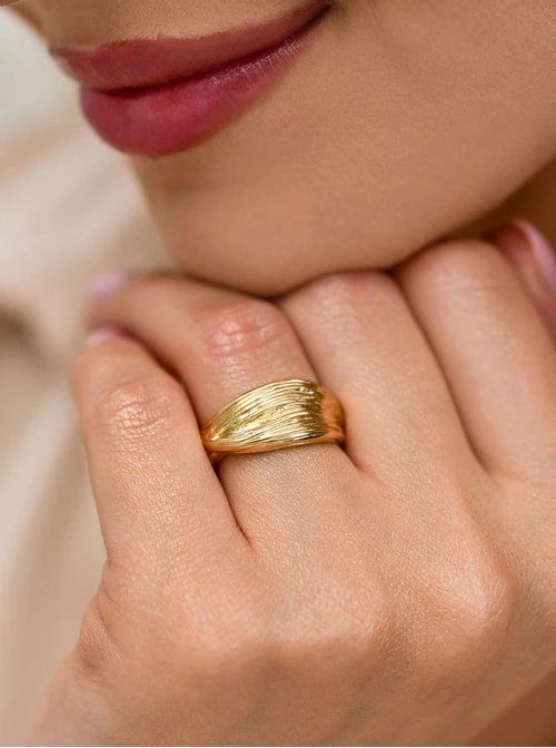 Pierścionek, stal pozłacana S410588Z00