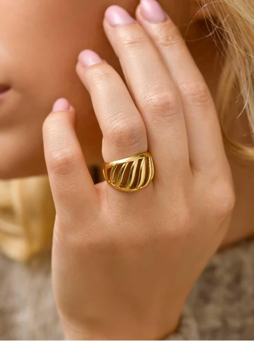 Pierścionek, stal pozłacana S410663Z00