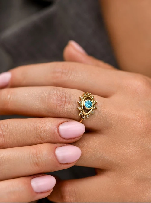 Pierścionek Oko Proroka, stal pozłacana S411305Z00