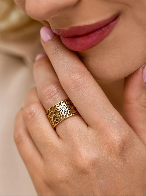 Pierścionek Rozeta Vezzi, stal pozłacana S411469Z00