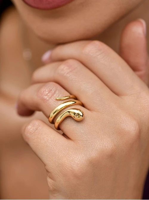 Pierścionek Wąż, stal pozłacana S411233Z00