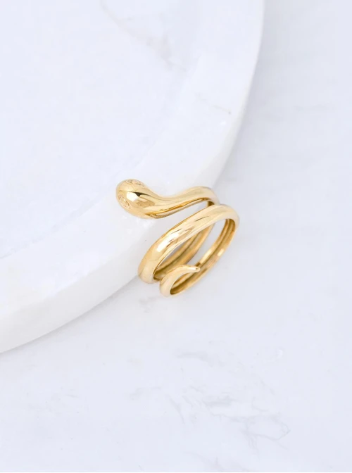 Pierścionek Wąż, stal pozłacana S411233Z00