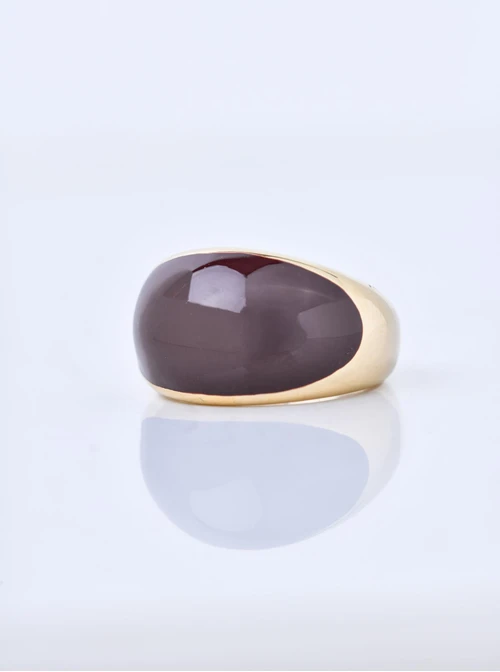 Pierścionek dmuchany z czekoladową emalią, stal pozłacana S410783Z13