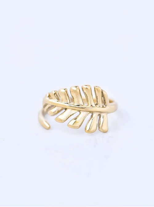Pierścionek liść, stal pozłacana S411231Z00