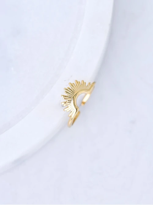 Pierścionek regulowany słońce, stal pozłacana S411360Z00-0