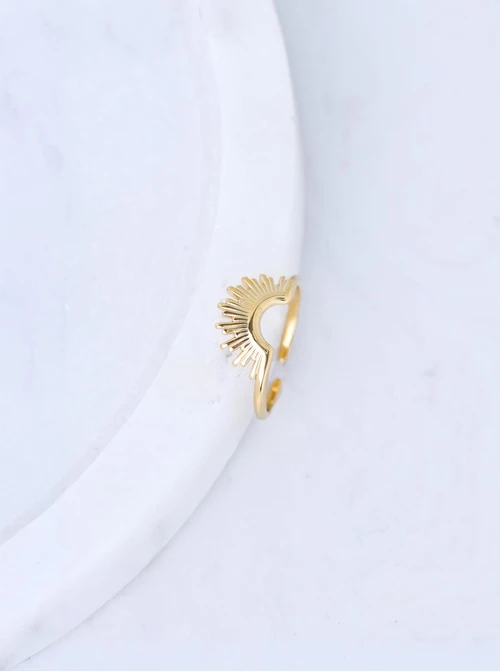 Pierścionek regulowany słońce, stal pozłacana S411360Z00-0